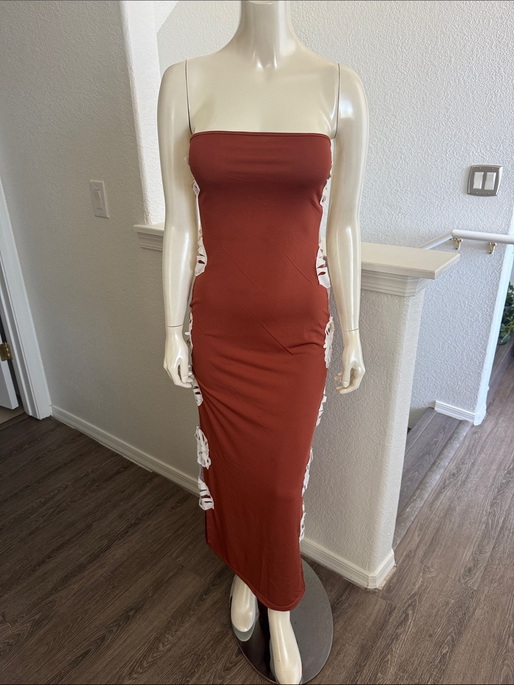 Rust Cutout Bodycon Maxi Dress - Unknown Brand